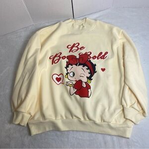 Betty Boop Cream Sweater with Cartoon Print